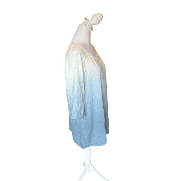 J Jill Pure Jill Ballet Sleeve Tunic Ombre Blue and White Top Women Large Petite - Picture 2 of 9